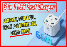 Cheapest 65W USB Fast Charger 5 in 1 Power Strip – USB-C Fast Charging Done Right from Boean