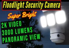 Super Bright 3000 Lumens Wireless Floodlight Security Camera with 2K Panoramic Video