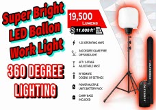 Super Bright 19,500 Lumens Tripod Balloon Work Light – 360 Degree Glare Free Work Light